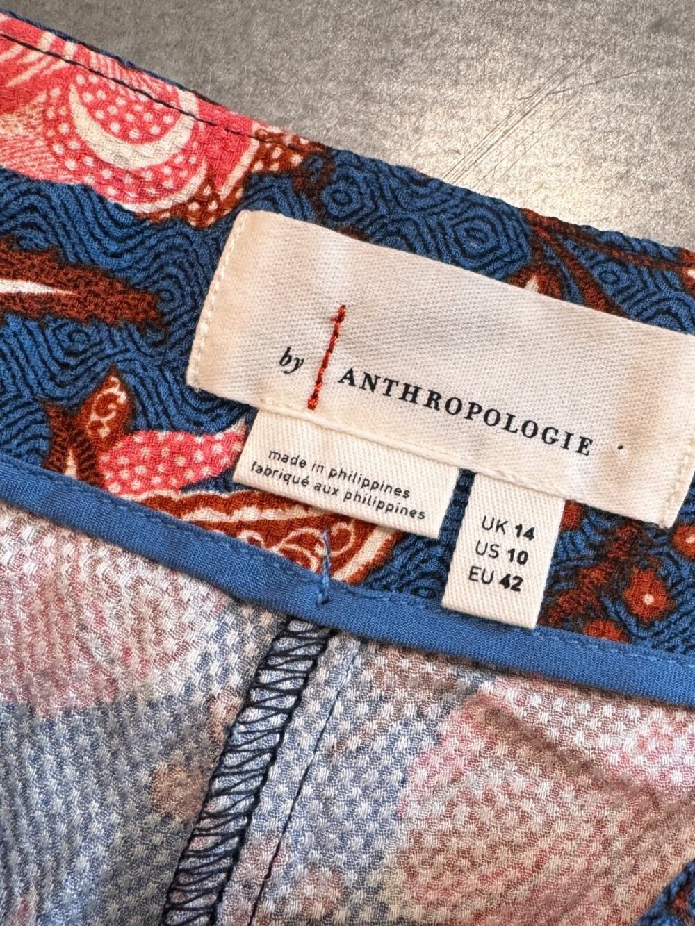 by Anthropologie NWT Blue Floral Bell Bottom Flare Pants US 10, Was $120 - Picture 4 of 9